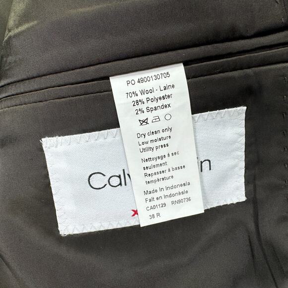 Calvin Klein Mens X Slim Fit Wool Blend Stretch Suit Jacket Burgundy 38R - Picture 5 of 5